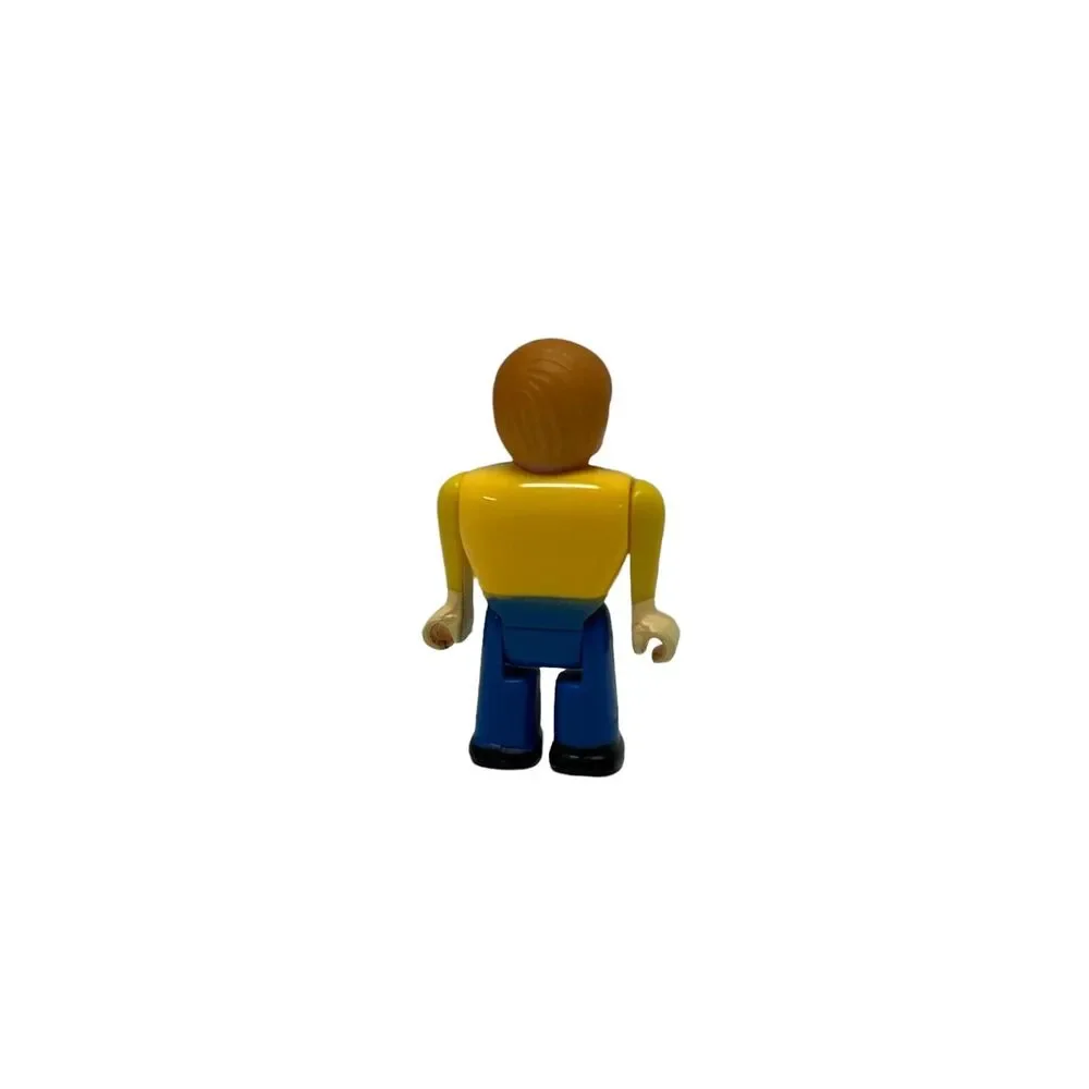 Vintage TYCO Super Blocks Mini Figure Blonde Male Yellow Shirt Blue Pants